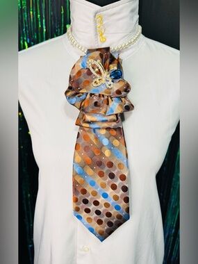 Van Heusen Brown Multicolored Polkadot Necktie with Butterfly Pendant